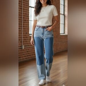 Madewell The 90s Straight Carpenter Two-Tone Blue Jeans Hazelfern Wash